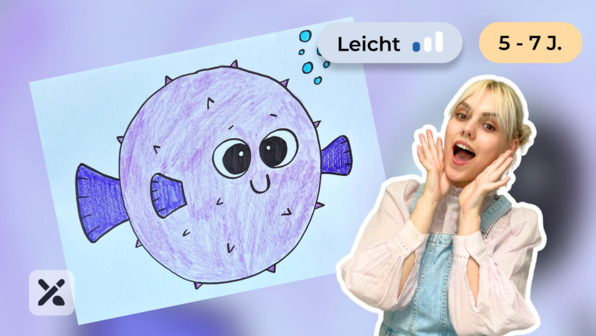 Wir malen einen lustigen Kugelfisch